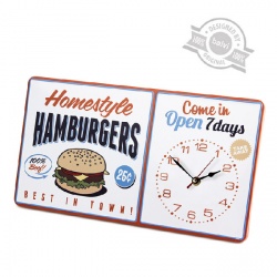 Vintage wandklok Homestyle Hamburgers